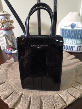 Karl Lagerfeld Black Patent Mini Tote Bag
